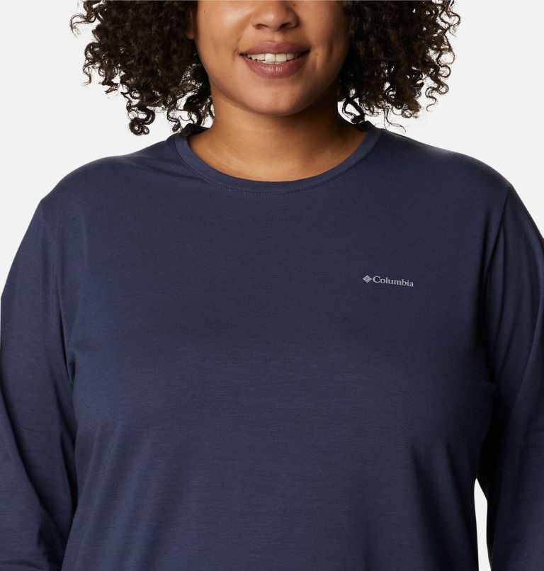 Tricouri Columbia Sun Trek Long Sleeve Dama Bleumarin | Plus Size AS81SAZ0Q